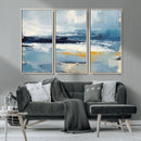 Abstract Ocean Canvas Wall Art - Coastal Blue and Gold