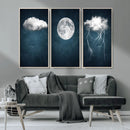 3 Piece Indigo Cloud Wall Art, Thunderstorm Moon Cloud by MyGreatCanvas | Canvas Wall Art Prints | Photo Prints & Wall Decor