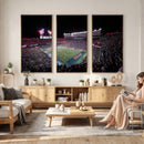Ben Hill Griffin Stadium Night Game Triple Canvas Wall Art -