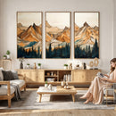 Rustic Wood Mountain Wall Art Print | Triptych Giclee Print