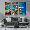 Sea Turtle Wall Art Canvas Print – Vibrant Ocean Coral Reef