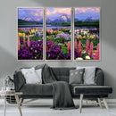 Vibrant Wildflower Garden and Mountain View Giclee Canvas