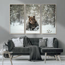 Grizzly Bear Wall Art – Framed Snowy Forest Canvas Artwork, by MyGreatCanvas | Canvas Wall Art Prints | Photo Prints & Wall Decor