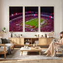 Bryant-Denny Stadium Night Game Triple Canvas Wall Art -