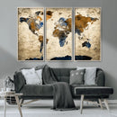 World Map Wall Art – Antique Style Blue and Brown Map Canvas by MyGreatCanvas | Canvas Wall Art Prints | Photo Prints & Wall Decor