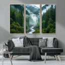 Mountain Forest River Canvas Wall Art Print - Serene Nature