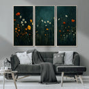 Framed Wildflower Field Wall Art, Framed Vintage Botanical