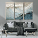 Waves Abstract Wall Art Print, Modern Framed Abstract Canvas