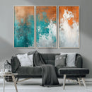 Vintage Abstract Print - Bold Teal and Orange Canvas Wall