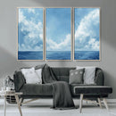 Abstract Ocean Print Artwork- Serene Blue Ocean Canvas Wall