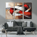 Abstract Wall Art - Modern Red and White Canvas Wall Art