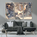 Abstract Blue and Gold Wall Art - Fluid Ink Artwork - Modern