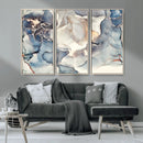 Abstract Blue and Gold Canvas Wall Art - Fluid Modern Ink