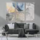 Large Abstract Blue and Gold Canvas Wall Art | Fluid Ink