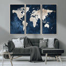 Vintage World Map Canvas Wall Art - Framed Map Print for