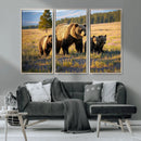 Grizzly Bear Family Wall Art Canvas Print – Majestic