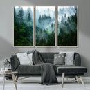 Misty Forest Wall Art Canvas Print – Framed Foggy Mountain
