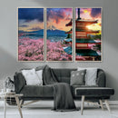Mount Fuji Cherry Blossom Wall Art Canvas Print – Framed
