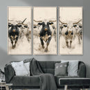Texas Longhorn Wall Art – Framed Cattle Walking Canvas by MyGreatCanvas | Canvas Wall Art Prints | Photo Prints & Wall Decor