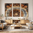 Tree Rings Wall Art Canvas Print – Rustic Wood Texture