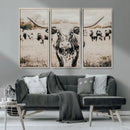 Texas Longhorn Wall Art Canvas Print – Framed Speckled Bull