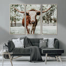 Texas Longhorn Wall Art Canvas Print – Framed Spotted Bull