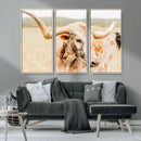Texas Longhorn Wall Art Canvas Print – Framed Spotted Cow