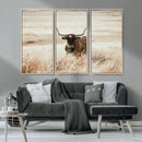 Texas Longhorn Wall Art Canvas Print – Framed Brown Horned