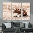 Texas Longhorn Wall Art Canvas Print – Framed Resting Bull by MyGreatCanvas | Canvas Wall Art Prints | Photo Prints & Wall Decor