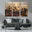 Wood Mountain Landscape Wall Art Canvas Print – Framed