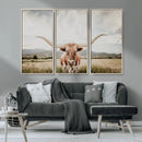 Texas Longhorn Wall Art Canvas Print – Framed Western Cow