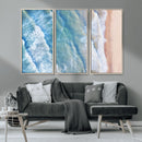 Aerial Ocean View Wall Art Canvas Print – Framed Soft Blue