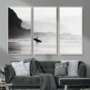 Surfer Beach Wall Art – Framed Black White Ocean Canvas by MyGreatCanvas | Canvas Wall Art Prints | Photo Prints & Wall Decor