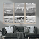 Wild Horses Wall Art – Framed Black White Mountain Canvas by MyGreatCanvas | Canvas Wall Art Prints | Photo Prints & Wall Decor