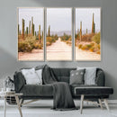 Desert Cactus Lined Road Wall Art Canvas Print – Framed by MyGreatCanvas | Canvas Wall Art Prints | Photo Prints & Wall Decor