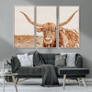 Longhorn Bull Wall Art Canvas Print – Framed Western Cow