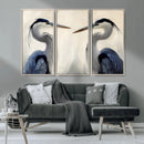 Blue Heron Pair Wall Art Canvas Print – Framed Coastal Bird