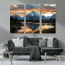 Mountain Sunset Wall Art Canvas Print – Framed Alpine