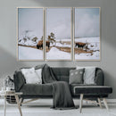 Bison Wildlife Wall Art Canvas Print – Framed Snowy Prairie
