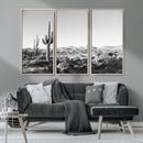 Saguaro Cactus Wall Art Canvas Print – Framed Monochrome