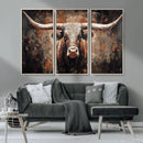 Rustic Longhorn Bull Wall Art Canvas Print – Vintage Western by MyGreatCanvas | Canvas Wall Art Prints | Photo Prints & Wall Decor