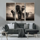 Elephant Family Wall Art Canvas Print, Framed Elephant Wall