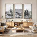Black White Arizona Desert Canvas Wall Art Cactus Farmhouse
