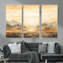 Sepia Color Abstract Mountain Wall Art Canvas Print