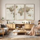 Detailed World Map Wall Art Canvas Print