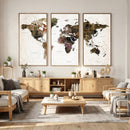 Watercolor World Map Print - Large Wall Art Canvas Print for