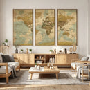 Vintage World Map Wall Art Canvas Print, Detailed World Map