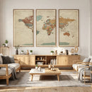Vintage World Map Canvas Wall Art Print – Framed Modern
