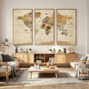 Rustic Vintage World Map Canvas Print – Framed Modern by MyGreatCanvas | Canvas Wall Art Prints | Photo Prints & Wall Decor