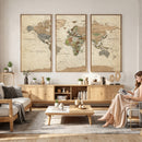 Framed World Map Wall Art for Home and Office Decor